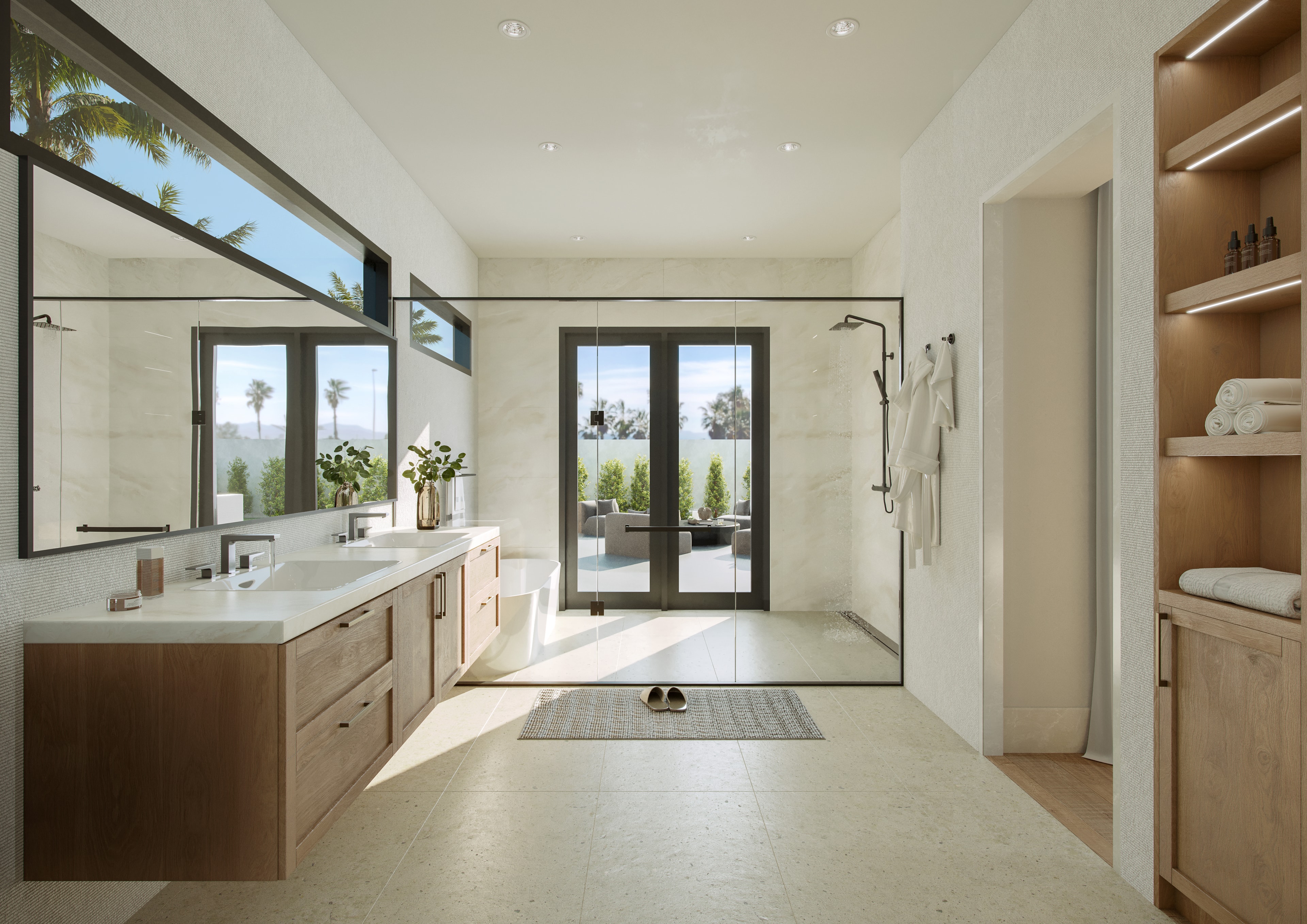 Spa-like primary bathroom — Pueo Palm Springs
